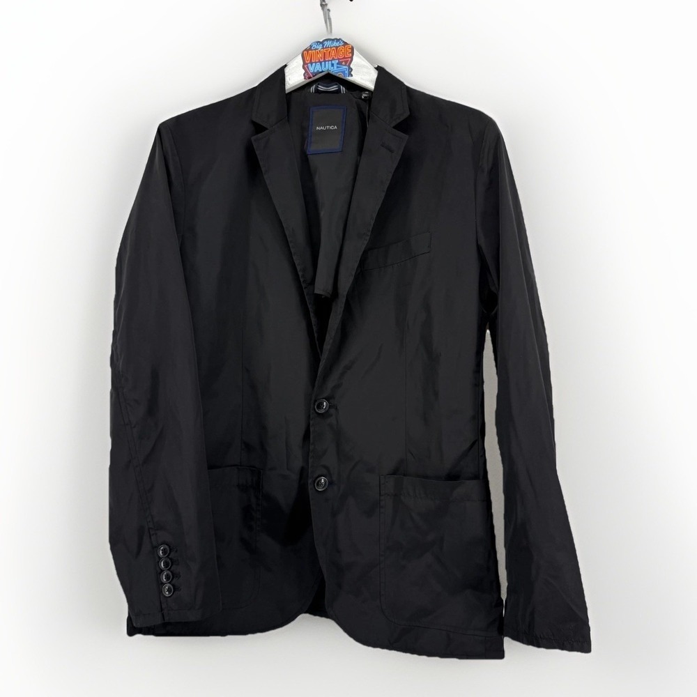 Nautica Black Label Mens Rain Blazer Coat Size 40 NWT Black Water Resistant